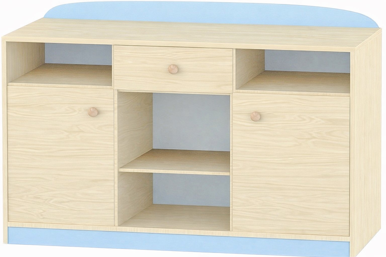 Flóra tálalószekrény 120x90x50 cm - pasztellkék díszítéssel